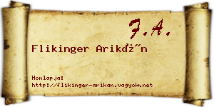 Flikinger Arikán névjegykártya